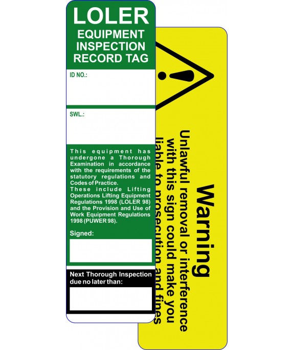 Loler Safety Inspection Tag